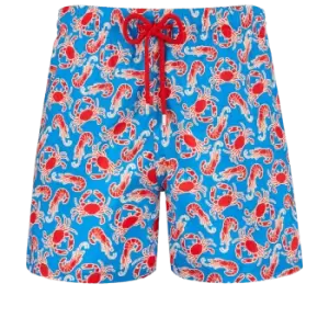 Image of Men Swim Shorts Ultra-light And Packable Crabs & Shrimps - Mahina - Blue - Size XL - Vilebrequin