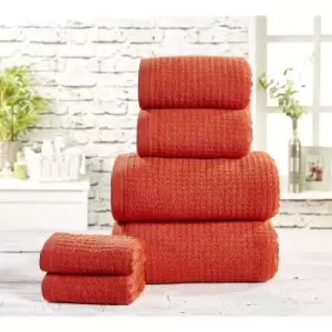 Image of Belle Maison Two Piece Waffle Towel Bale Set 450gsm, Cotton, Chilli Orange Red, 2