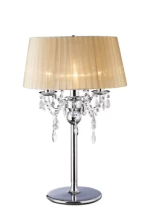 Image of Olivia Table Lamp with Soft Bronze Shade 3 Light Polished Chrome, Crystal