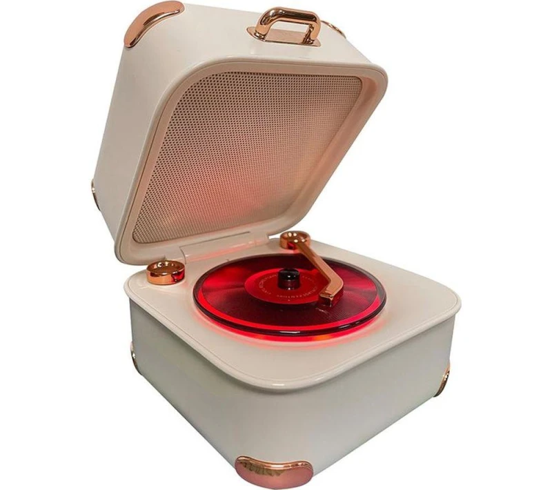 Image of MENKIND Gramophone Portable Bluetooth Speaker - Beige, Cream 5056327921219