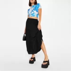Image of I Saw It First Tiered Frill Detail Maxi Skirt - Black