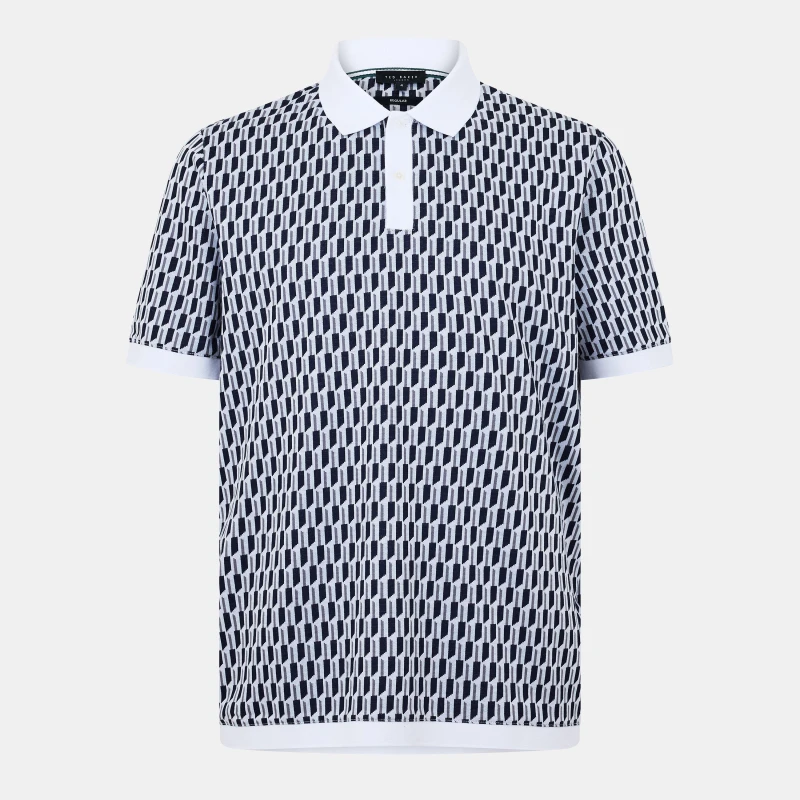 Image of Ted Baker Mens Geo Short-Sleeve Polo Shirt Mid-Blue male M (3)