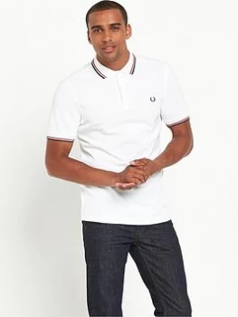 Image of Fred Perry Original Twin Tipped Polo Shirt - White/Red/Navy Size M Men