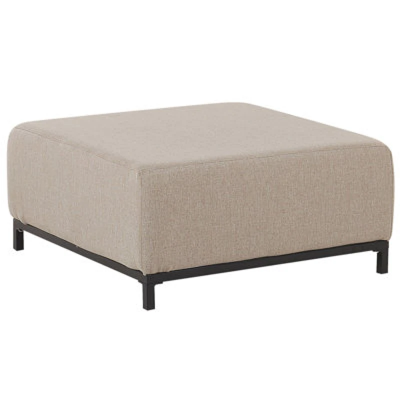 Image of BELIANI Beliani - Outdoor Indoor Ottoman Upholstered Beige Fabric Black Legs Rovigo 248062