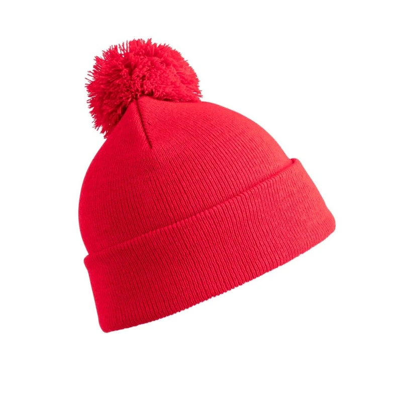 Image of Result Pom Pom Beanie in Red Red Unisex One Size