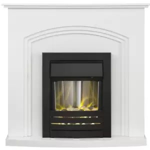 Image of Truro Fireplace in Pure White with Helios Electric Fire in Black, 41" - Adam
