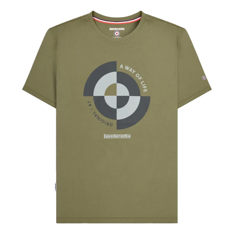 Image of Lambretta Lambretta Men Target Quadrant T-Shirt in Green Size: Medium Green M Male 5063703658546