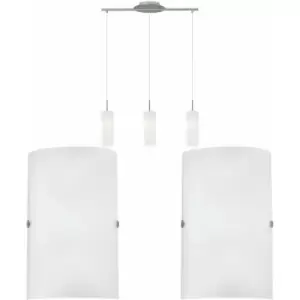 Image of Ceiling Pendant Light & 2x Matching Wall Lights Satin Nickel & Glass Triple Lamp