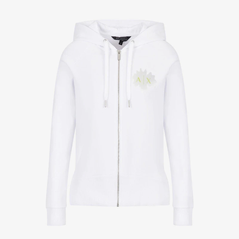 Image of Armani Exchange Full-Zip Hoodie - White Female XS