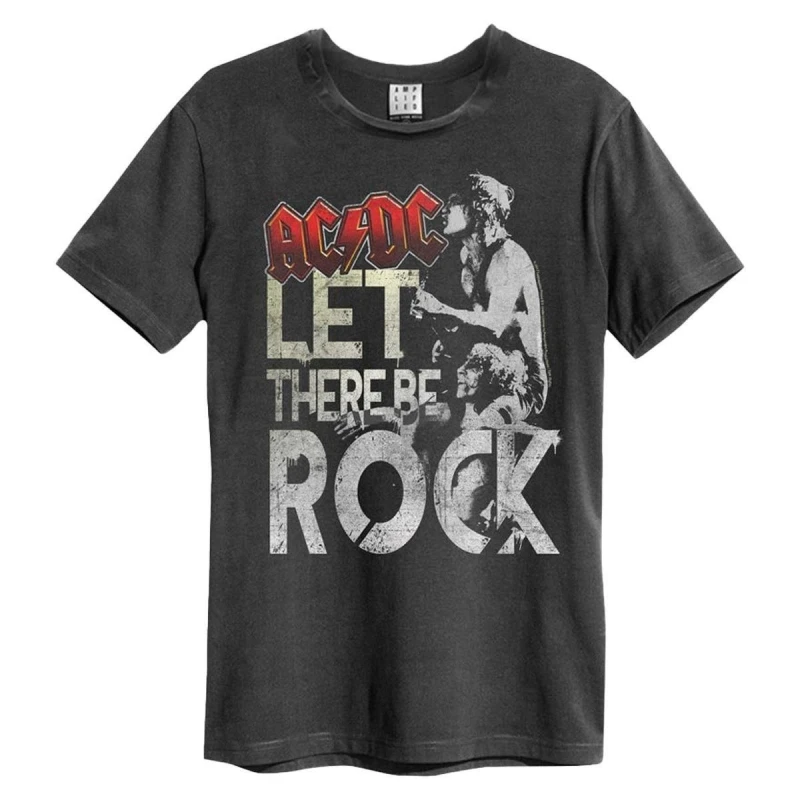Image of Amplified Amplified Men Let There Be Rock AC DC T-Shirt in Charcoal Size: Small Charcoal S Male 5063470005239