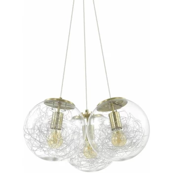 Image of Ideal Lux Lighting - Ideal Lux Mapa - 3 Light Cluster Ceiling Pendant Brass