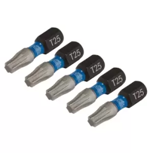 Image of Draper Expert 05494 5pc TX-STAR Impact Screwdriver Bits, T25 x 25mm, 1/4" Hex