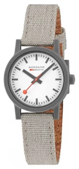 Image of Mondaine Essence 32mm Light Grey Textile Strap White Watch