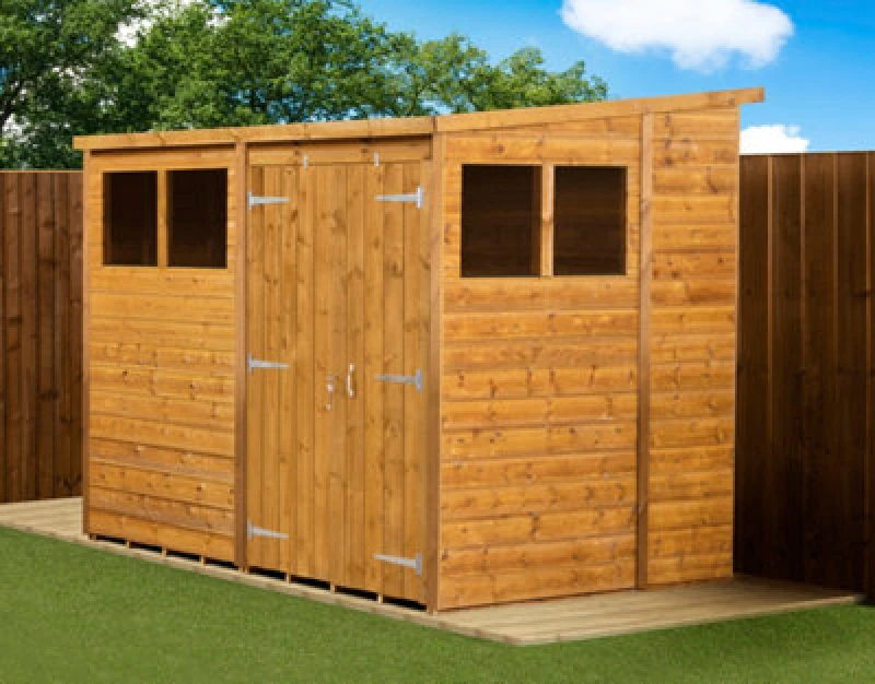 Image of Empire Sheds Empire Modular Pent 8X6 Dipped Treated Tongue And Groove Wooden Garden Shed Double Door Windows (8' X 6' / 8ft X 6ft) (8X6)