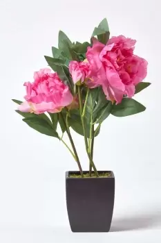 Image of Artificial Peonies in Decorative Pot, 48cm Tall