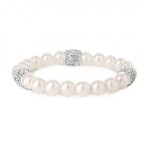 Image of Jon Richard Silver Plated Crystal Pearl Stretch Bracelet