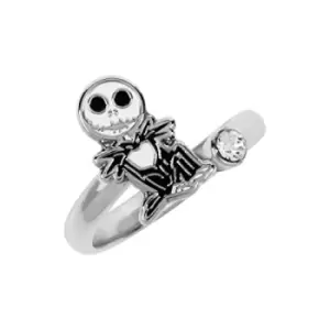 Image of Disney Nightmare Before Christmas White & Black Silver Plated Clear Stone Ring RF00386RRWL
