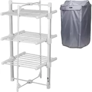 Image of Glamhaus 3 Tier Indoor Foldable Electric Heated Airer & Dryer With Zip Up Cover