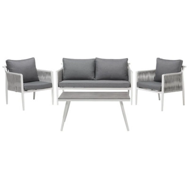 Image of Beliani Garden Lounge Set With Table 4 Seater Latina Metal Grey