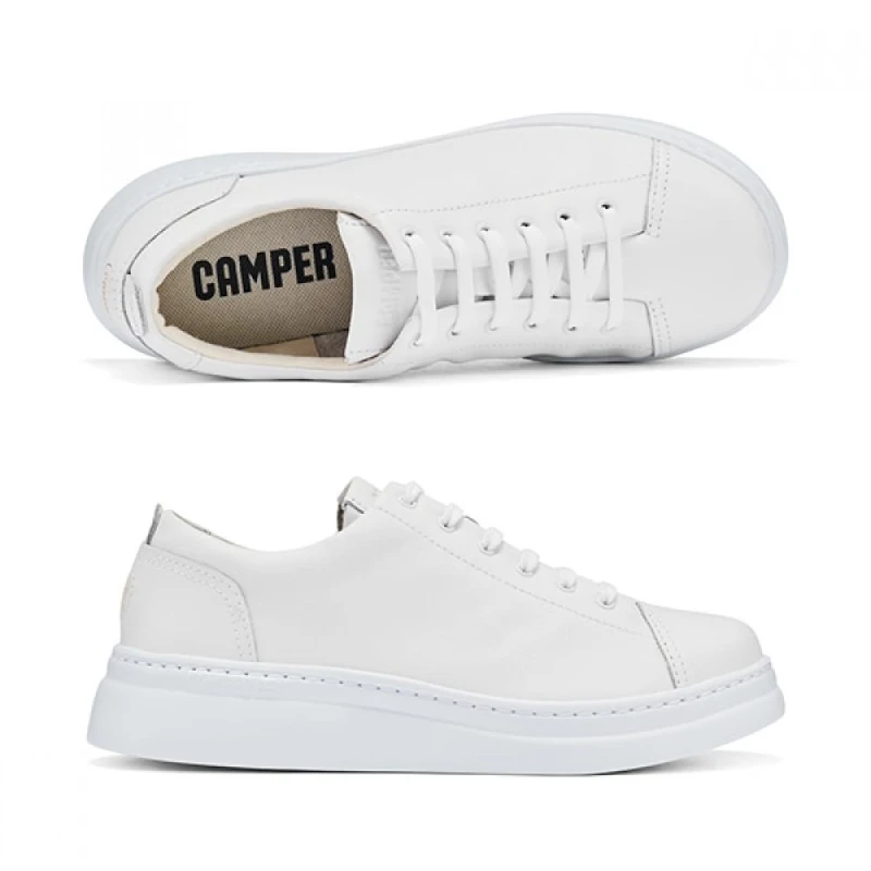 Image of Camper Runner Up K200508 Leather Womens Low Top Trainers - White Natural - Size:UK 2