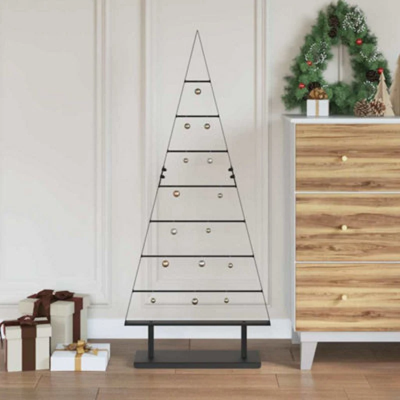 Image of Vidaxl Metal Christmas Tree With Stand Black 125.5cm Steel