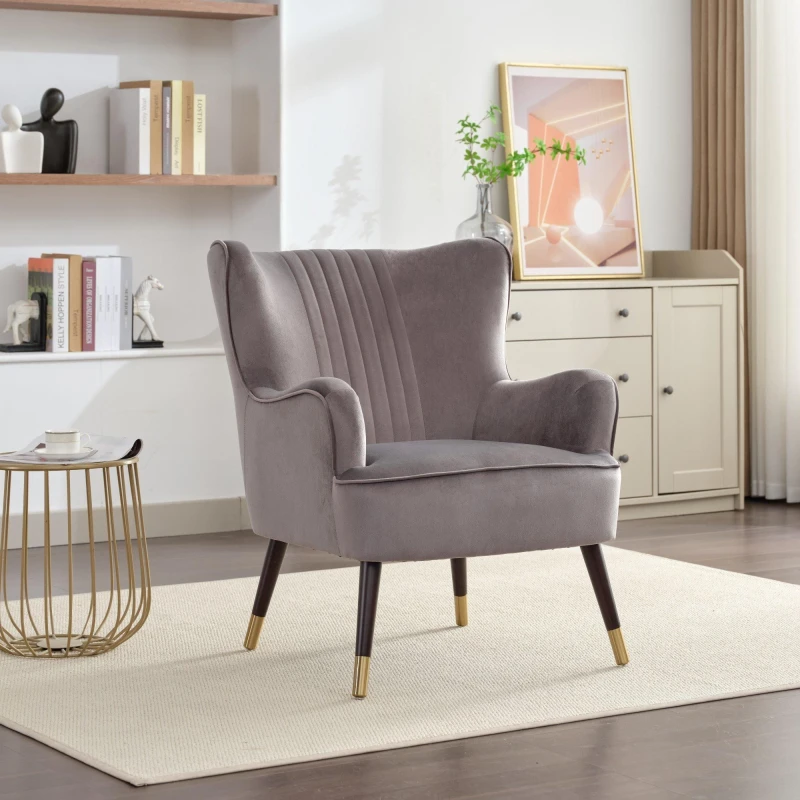 Image of Artemis Home Madison Velvet Fabric Accent Chair in Grey Grey Unisex