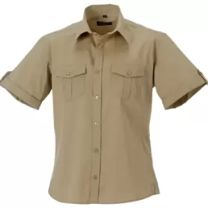 Image of Russell Collection Mens Short / Roll-Sleeve Work Shirt (M) (Khaki) - Khaki