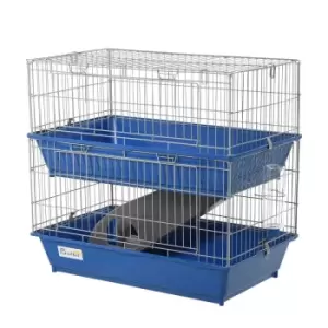 Image of Pawhut 2-tier Small Animal Cage w/ Metal Wiring & Ramp - Blue