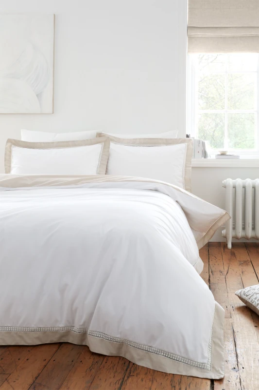 Image of Bianca 'Oxford Lace' 200 Thread Count Cotton Duvet Cover Set Natural