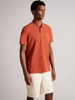 Image of Ted Baker Small Logo Polo Shirt - Red, Size 4, Men
