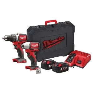 Image of Milwaukee Power Tools M18 BLPP2A2 Brushless Twin Pack 18V 2 x 5.0Ah Li-ion