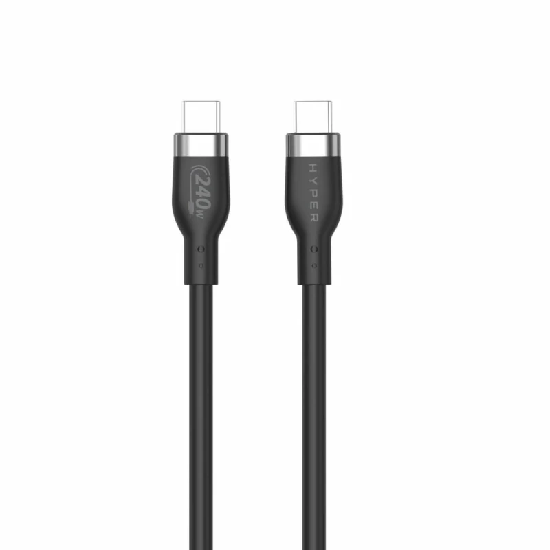 Image of HYPER HyperJuice 240W Silicone USB-C to USB-C Cable (3ft/1m) - Black