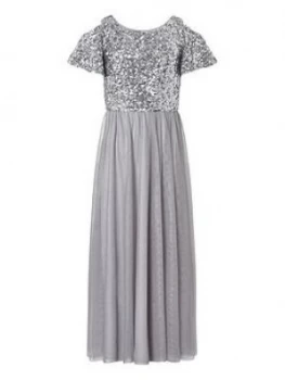 Image of Monsoon Girls Jacinta Cold Shoulder Prom Dress - Silver