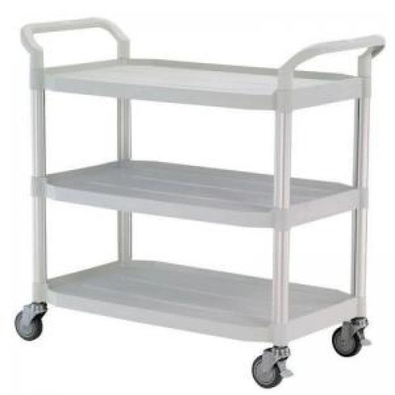 Image of ESE Direct 3 Shelf White Plastic & Aluminium Tray Trolley - 1000 x 480 x 1100mm - 250kg 387994 Tray Trolleys