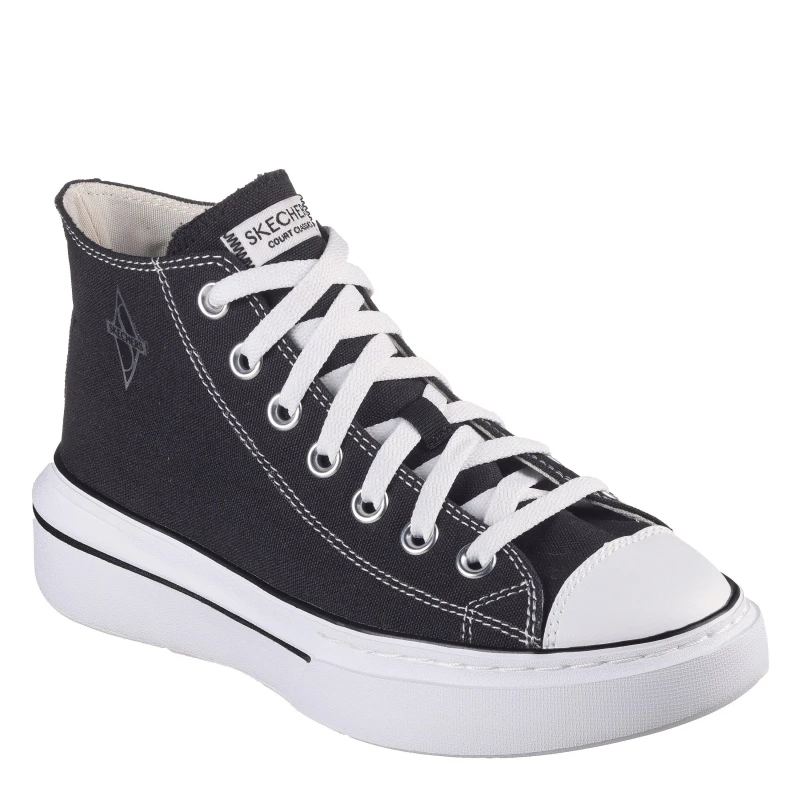 Image of Skechers Womens Canvas Air Cooled Classic Low-Top Trainers Black/White female 3 (36)