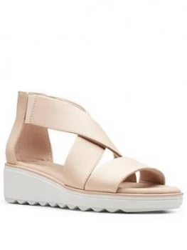 Image of Clarks Jillian Rise Low Leather Wedge Sandal - Blush