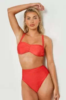 Image of Padded Ruched Front High Waist Bikini Set