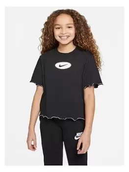 Image of Nike Older Girls Nk Df Tee Icon Clash Boxy Fr, Black, Size Xs=6-8 Years, Women