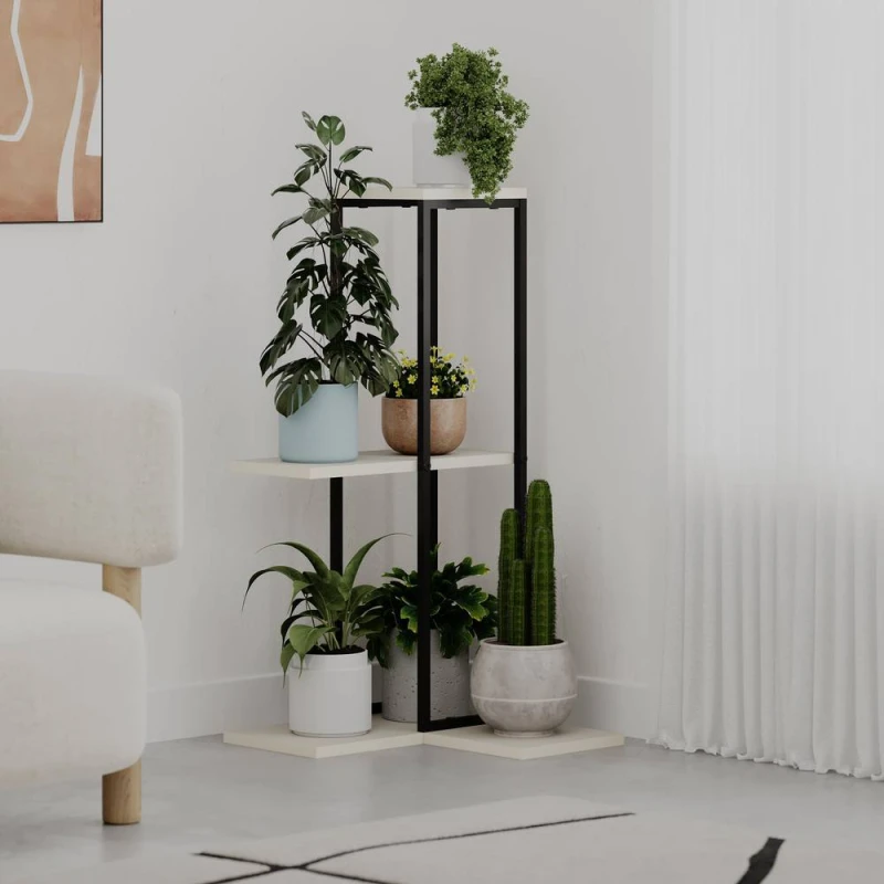 Image of Decortie Vetra' Modern 3-Tier Plant Stand 46cm in Light Sand Size: 1 Pack Light Sand Unisex 1 Pack