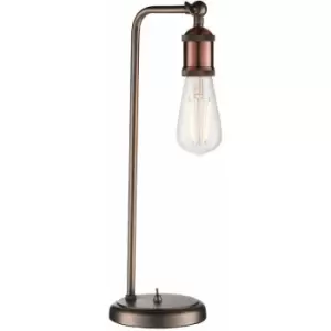 Image of Loops - Modern Hangman Table Lamp Aged Copper Pewter Industrial Metal Arm Bedside Light