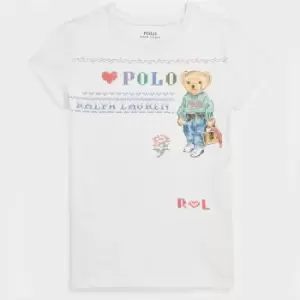 Image of Polo Ralph Lauren Girls Fairisle Bear Cotton-Jersey T-Shirt - 7 Years