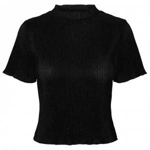 Image of Noisy May AOP Scoop T Shirt Ladies - Black