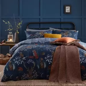Image of Furn Forest Fauna Duvet Cover Set (Double) (Navy) - Navy