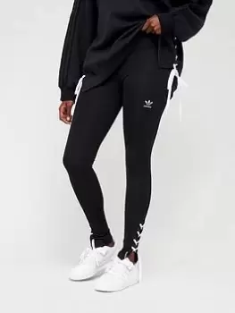 Image of adidas Originals Laced High Waist Leggings - Black, Size 6, Women