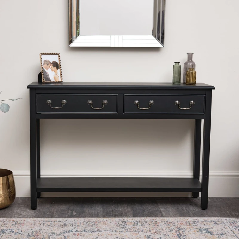 Image of Melody Maison Large Black 2 Drawer Console Table Black
