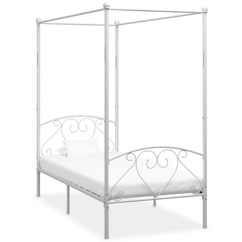 Image of VIDAXL 284426 Canopy Bed Frame without Mattress White Metal 90x200cm vidaXL 8719883783420