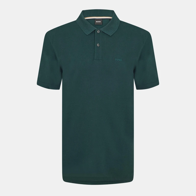 Image of Boss Mens HBB Pallas Polo Iconic Logo Embroidered Shirt Dark Green male Small