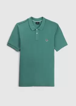 Image of Paul Smith Mens Regular Fit Ss Zebra Poloshirt Shirt In Green