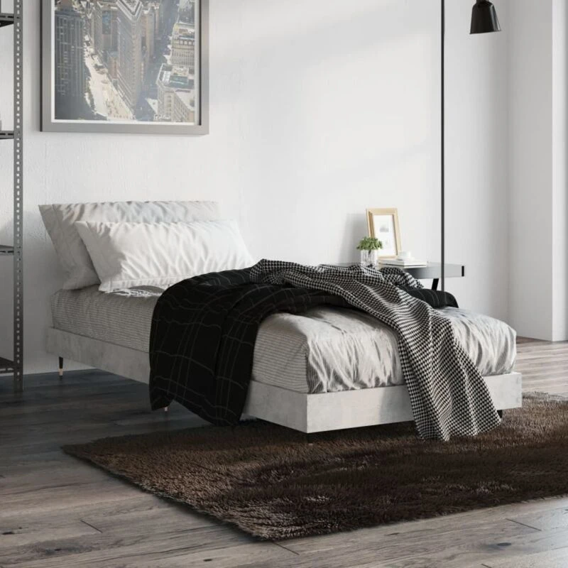 Image of VIDAXL Bed Frame without Mattress Concrete Grey 75x190cm Small Single Vidaxl 8720845796945