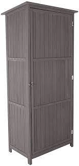 Image of Charles Bentley FSC Wooden Storage Shed Grey 56x86x190cm FSC Fir Wood Stainless Steel